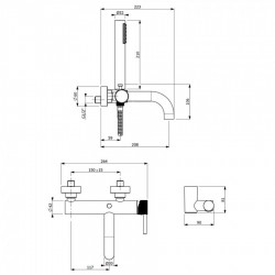 Μπαταρία Λουτρού Armando Vicario Industrial 512100-100 Χρωμέ με Tηλέφωνο Anticalcare, Επίτοιχο Στήριγμα Τηλεφώνου και Άθραυστο Σπιράλ 1,5m